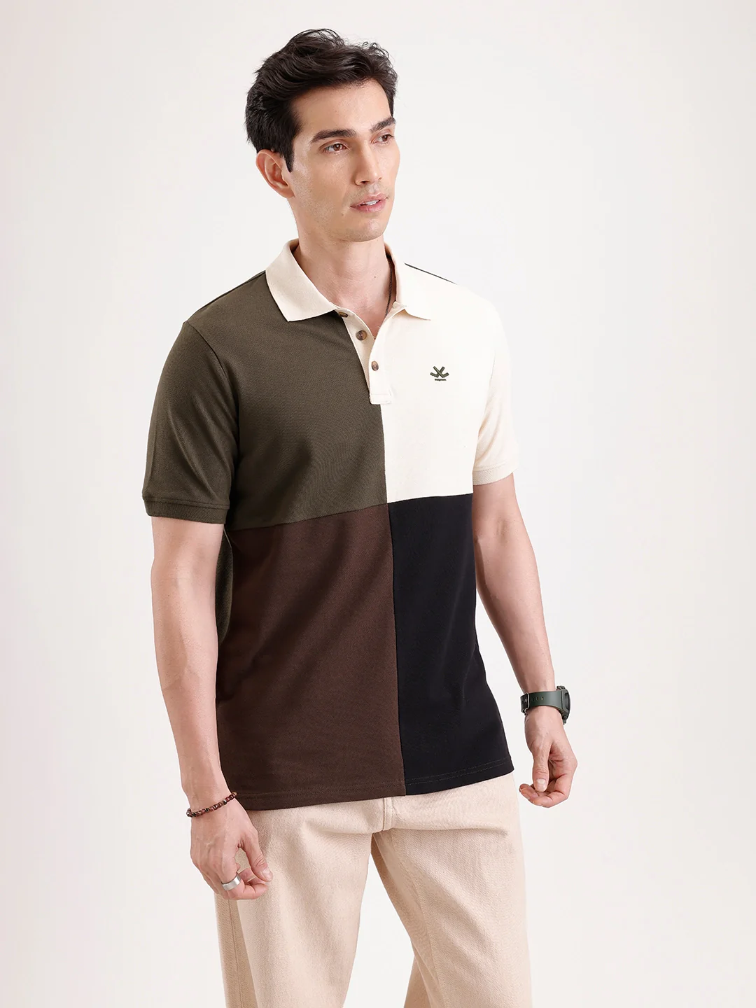 Cut & Sew Polo T-Shirt | Olive - Image 4
