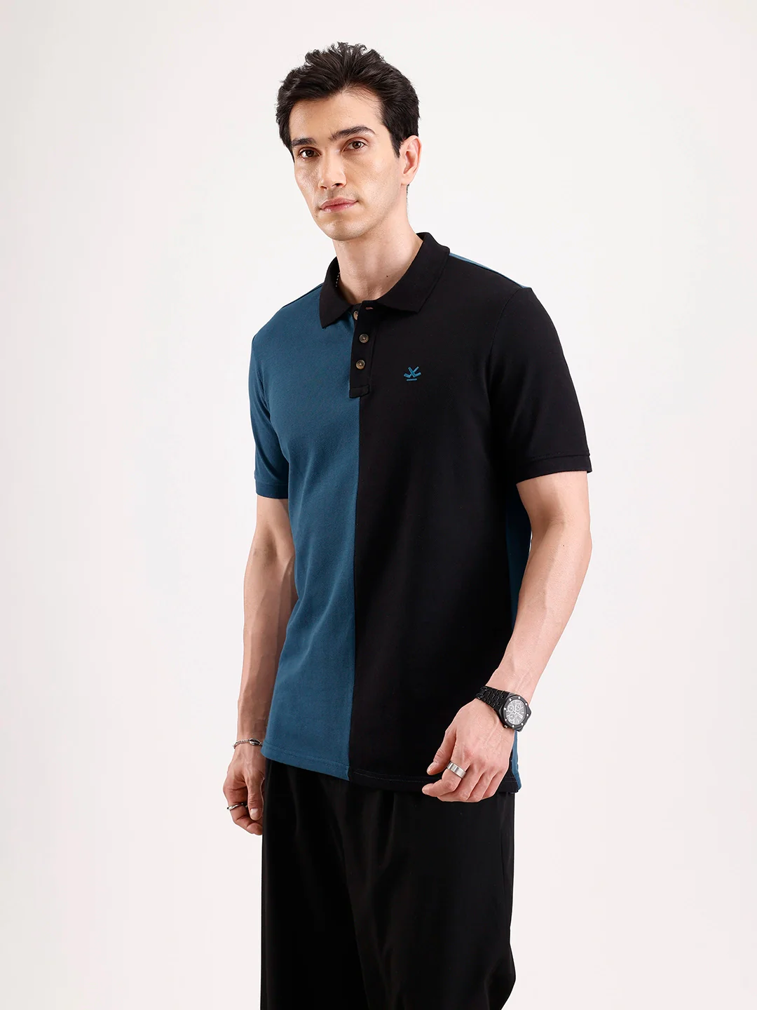 Cut & Sew Polo T-Shirt | Teal - Image 4