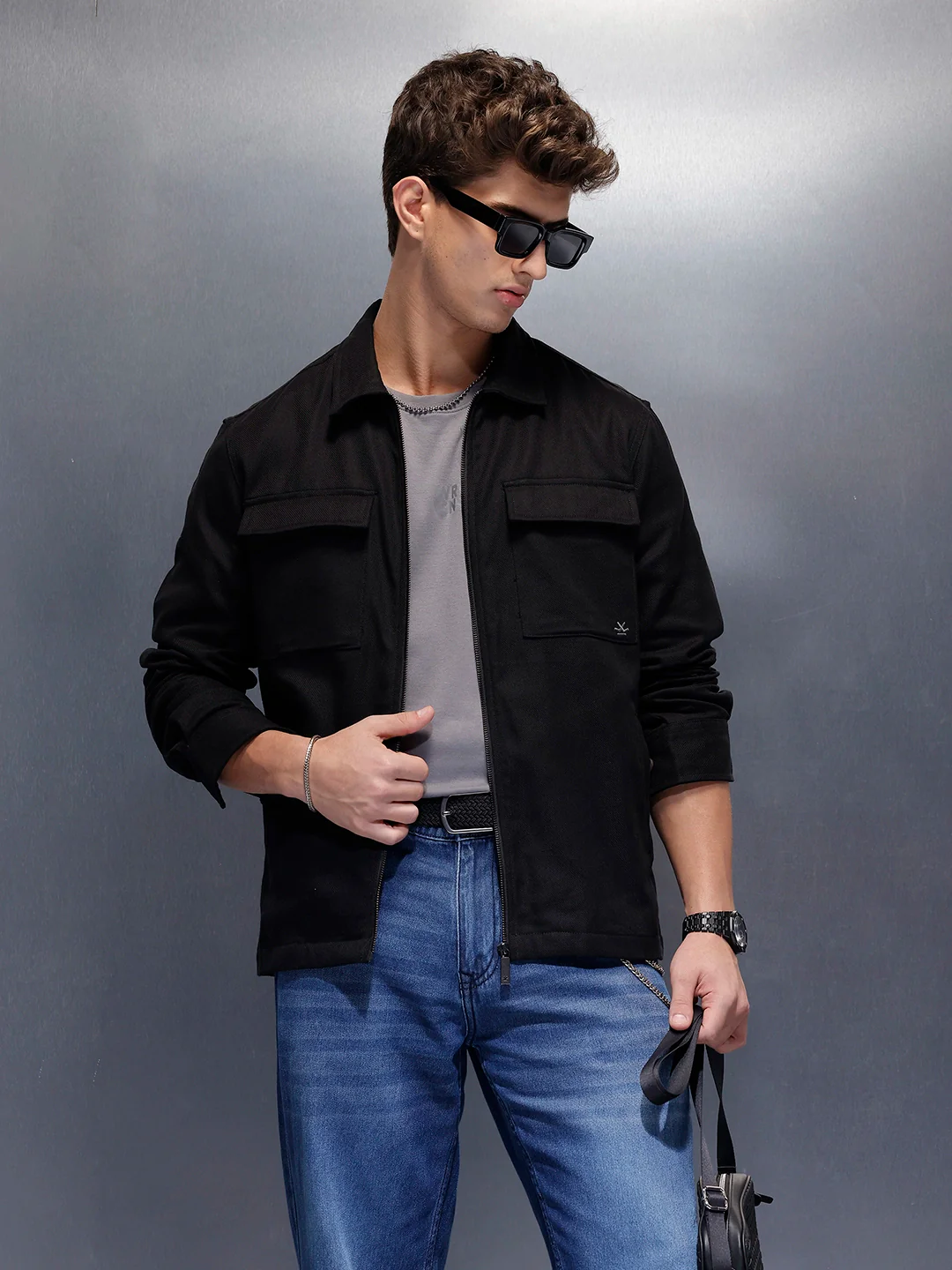 Double Pocket Oversized Jacket | Black