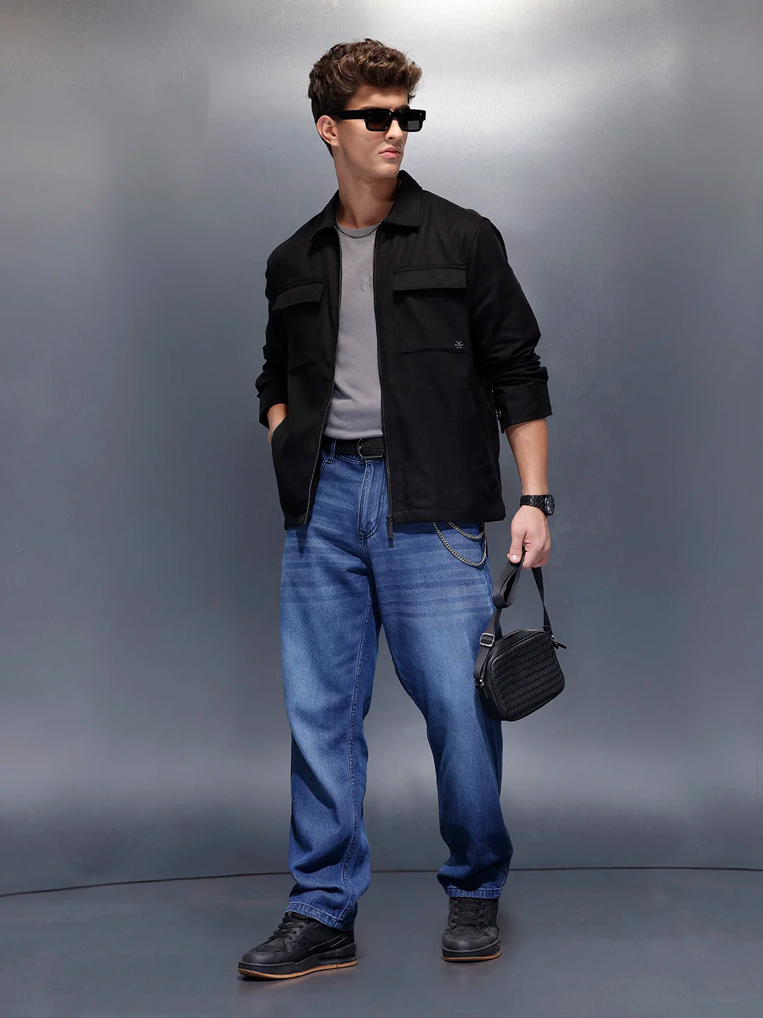 Double Pocket Oversized Jacket | Black - Image 2