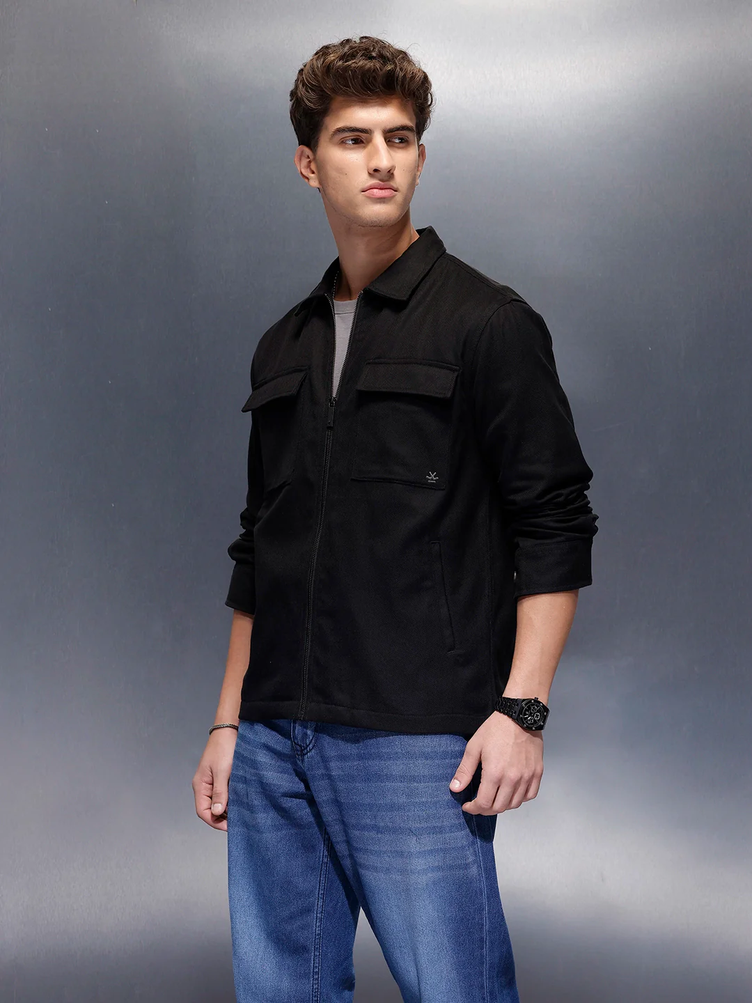 Double Pocket Oversized Jacket | Black - Image 4