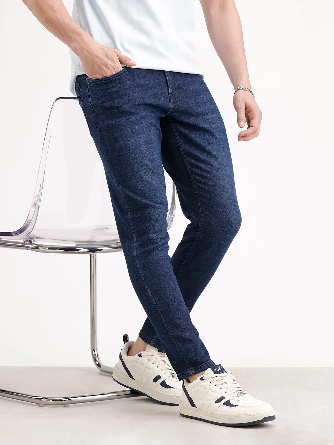 Faded Skinny Crop Denim | Blue