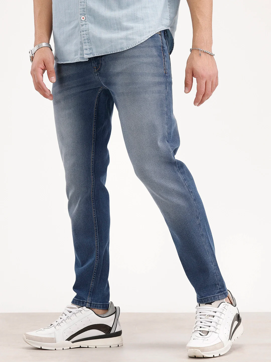 Faded Skinny Crop Denim | Blue - Image 4