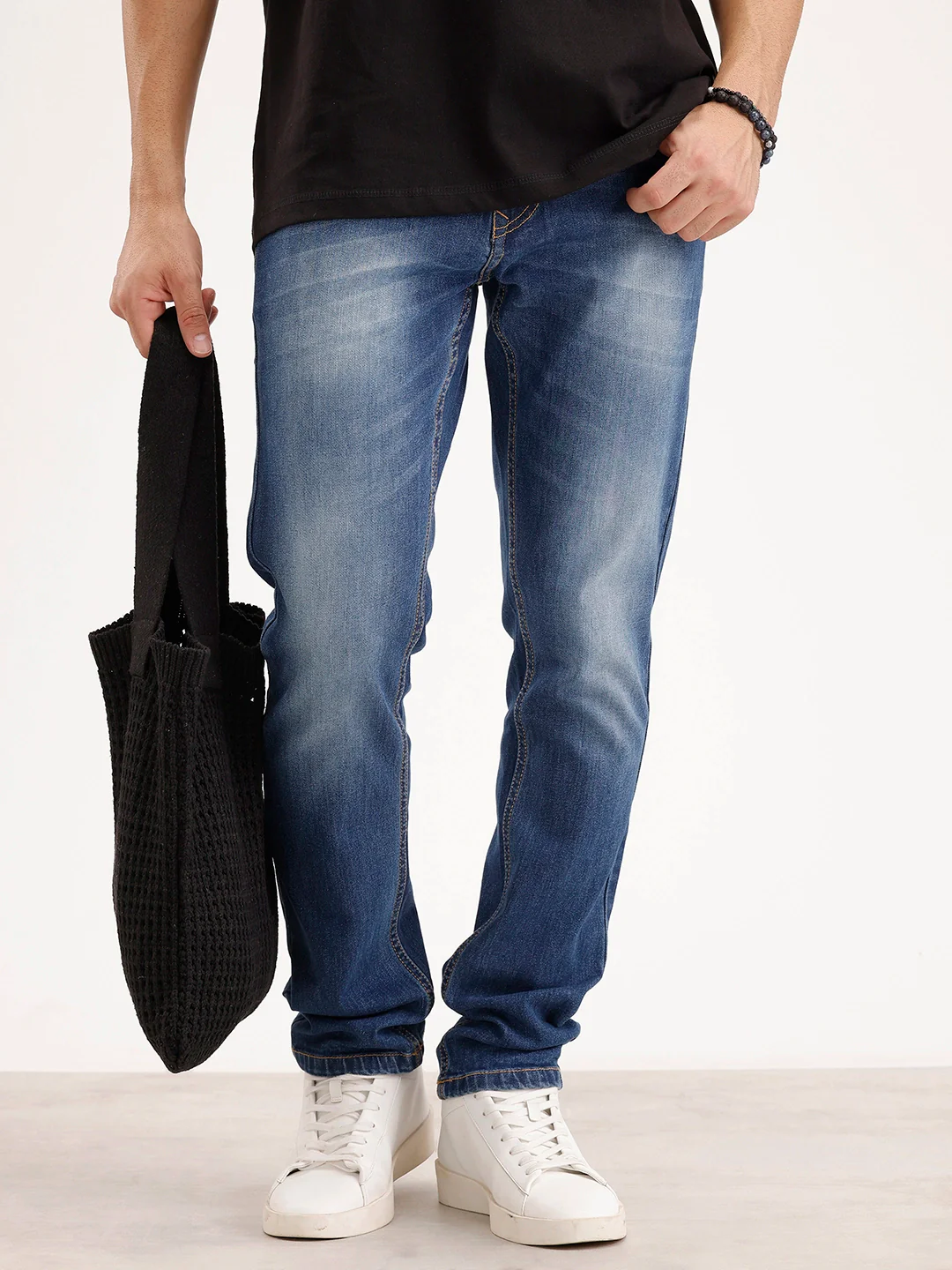 Faded Skinny Fit Denim Jeans | Dark Blue