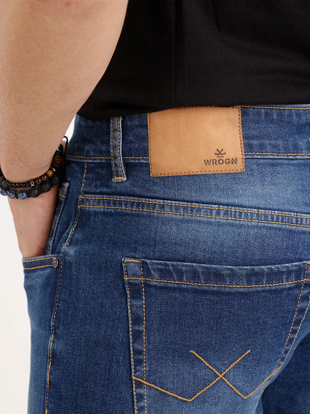 Faded Skinny Fit Denim Jeans | Dark Blue - Image 6