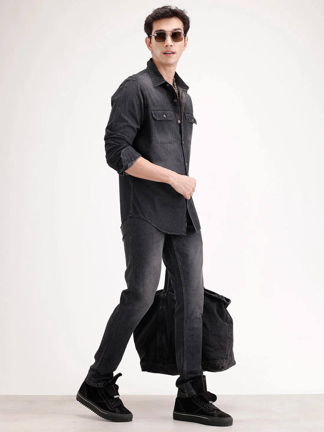 Faded Slim Fit Denim | Dark Grey - Image 2