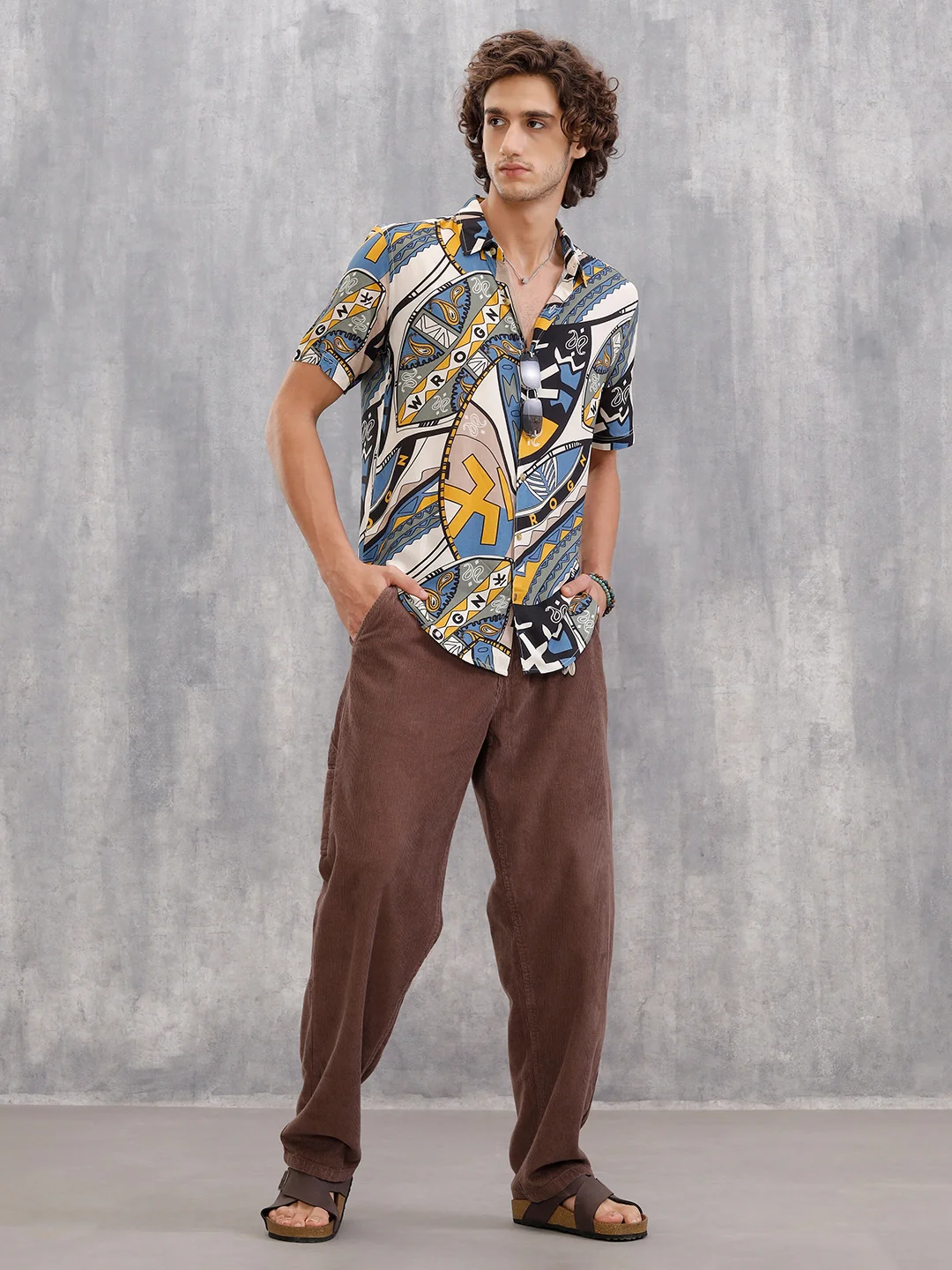 Fluid Viscose Shirt With Abstract Aop | Blue - Image 2