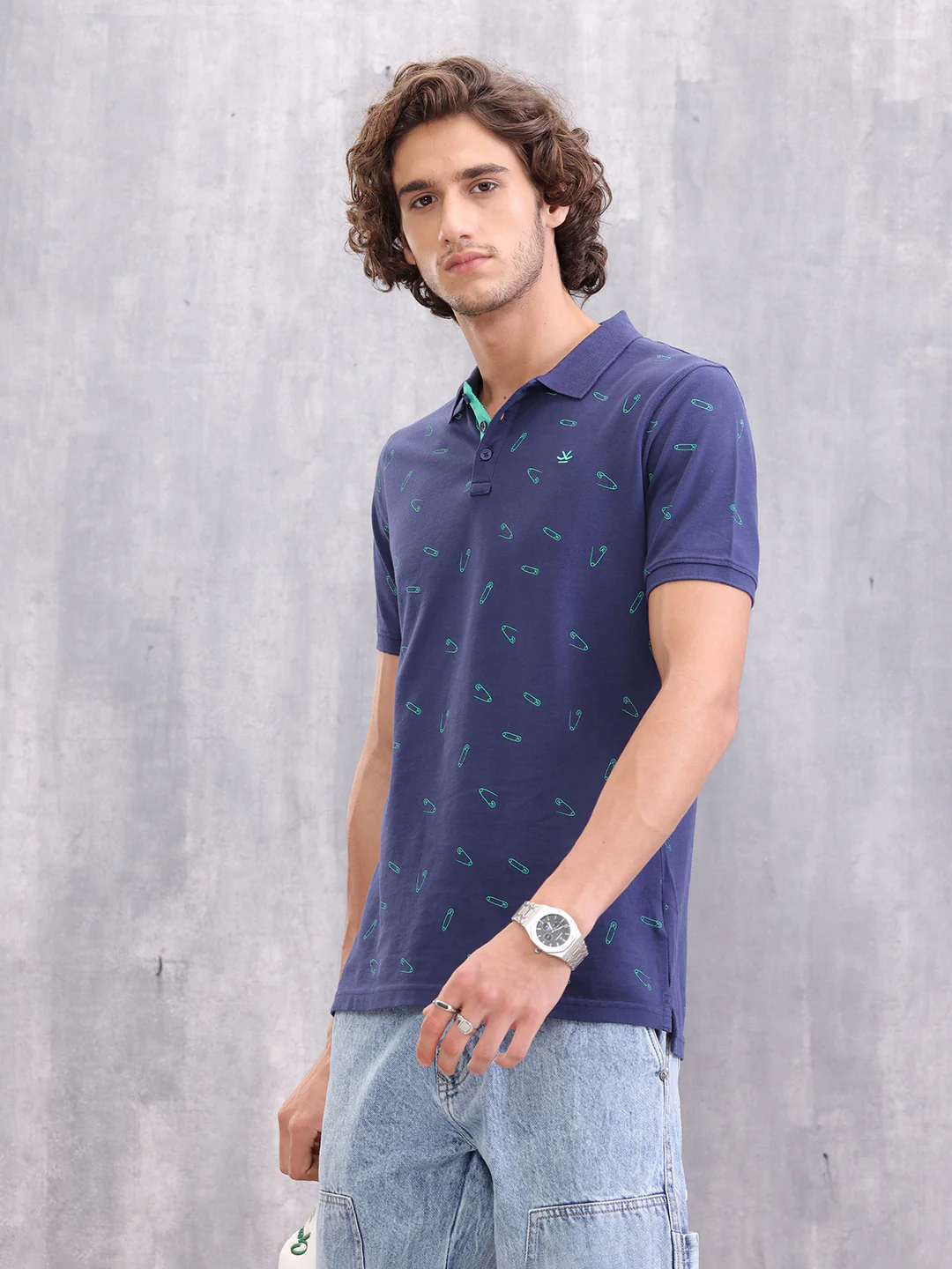 Graphic Aop Polo T-Shirt | Navy Blue