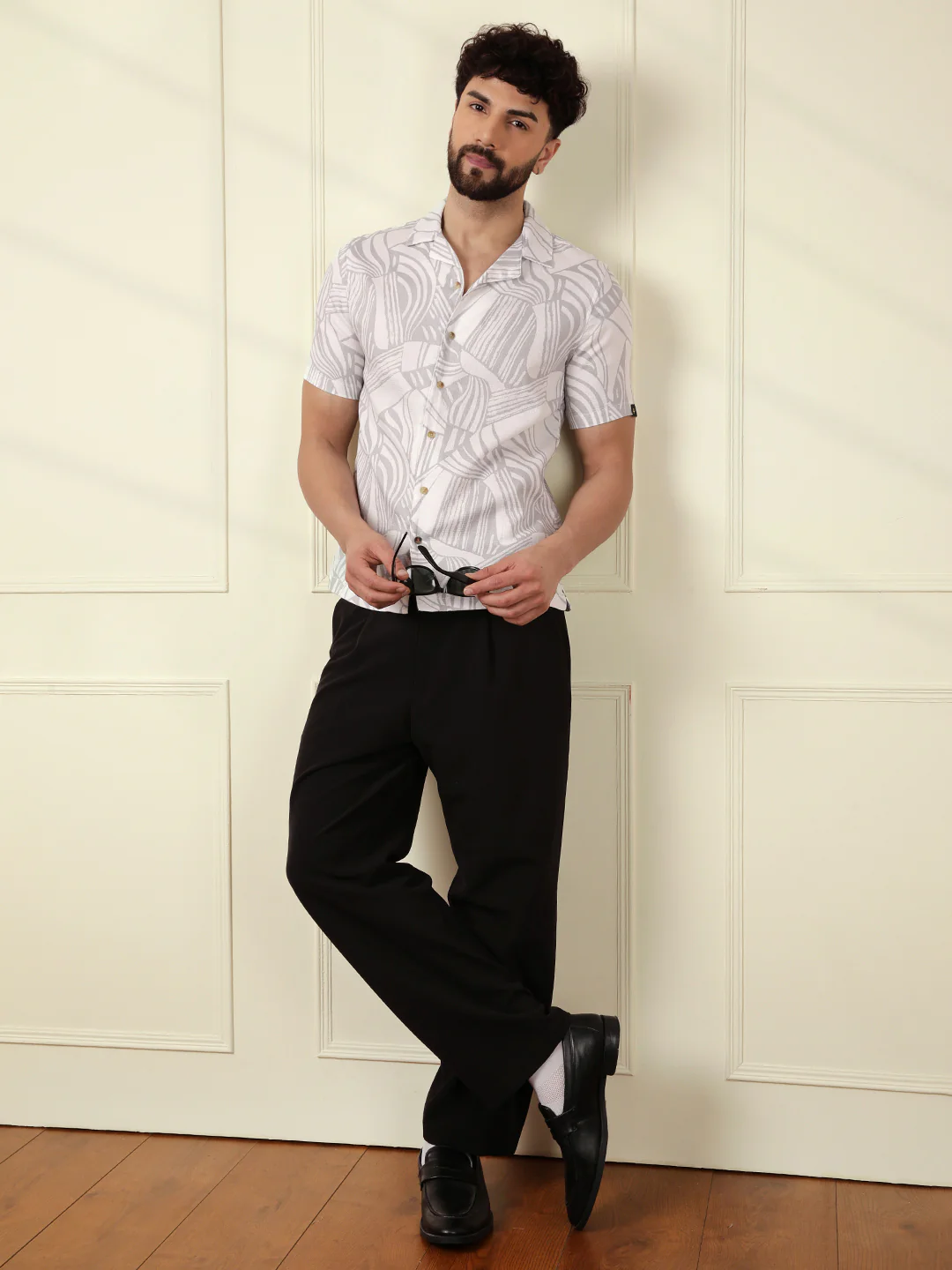 Textured Patterns AOP Shirt | Grey - Image 2
