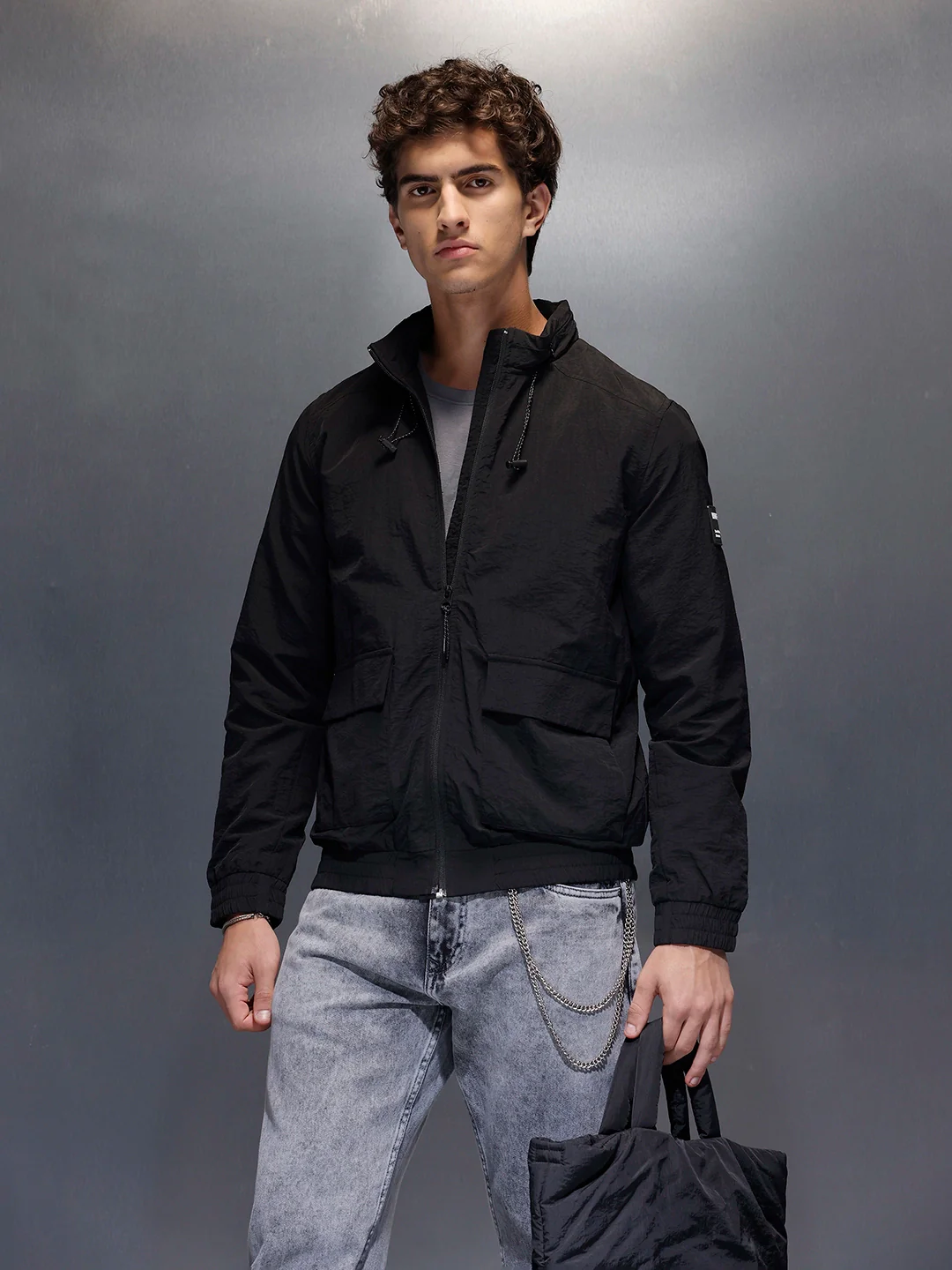 HighNeck Utility Jacket | Black