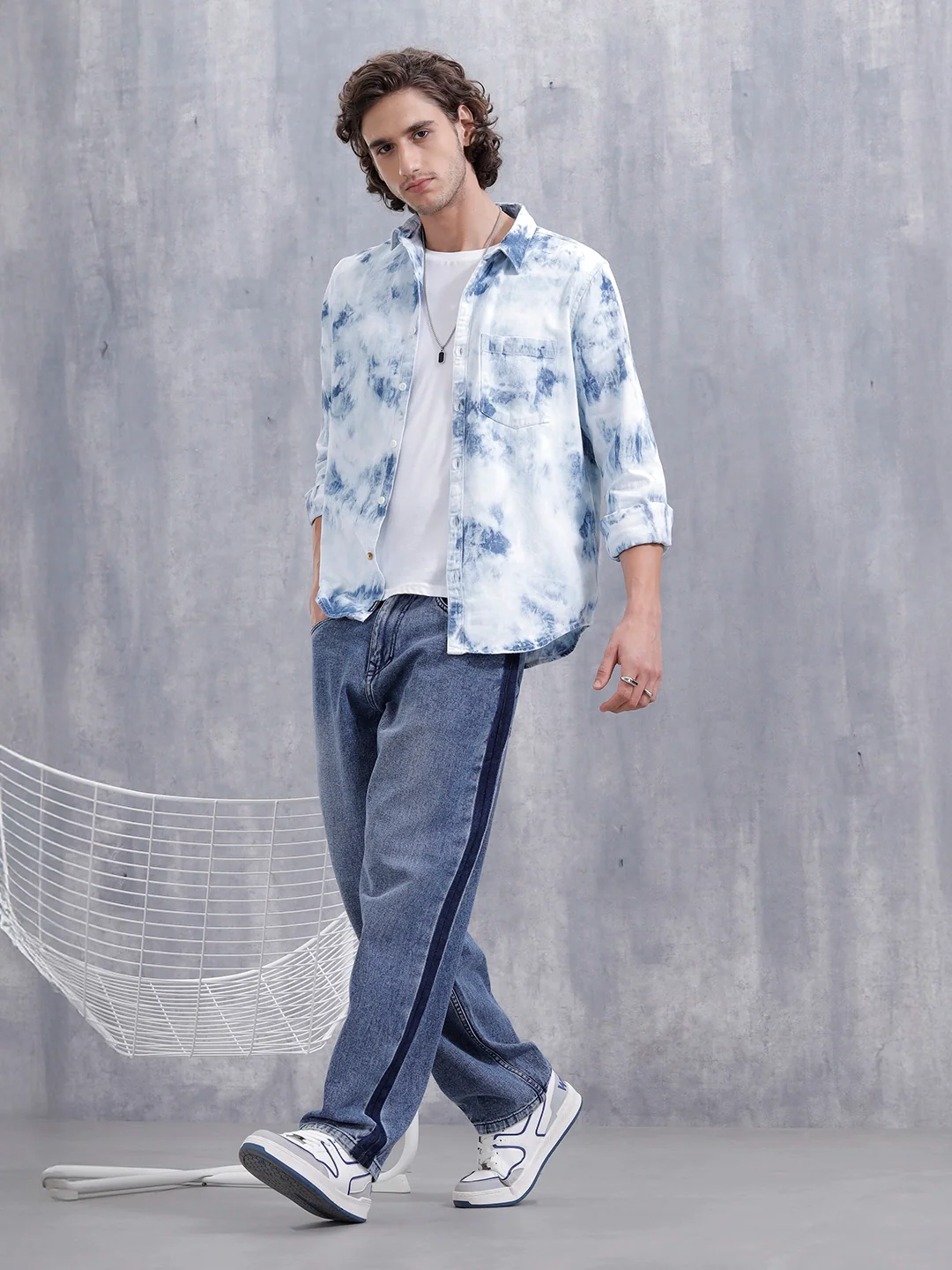 Ice Cloud Wash Slim Fit Denim Shirt | Blue - Image 2