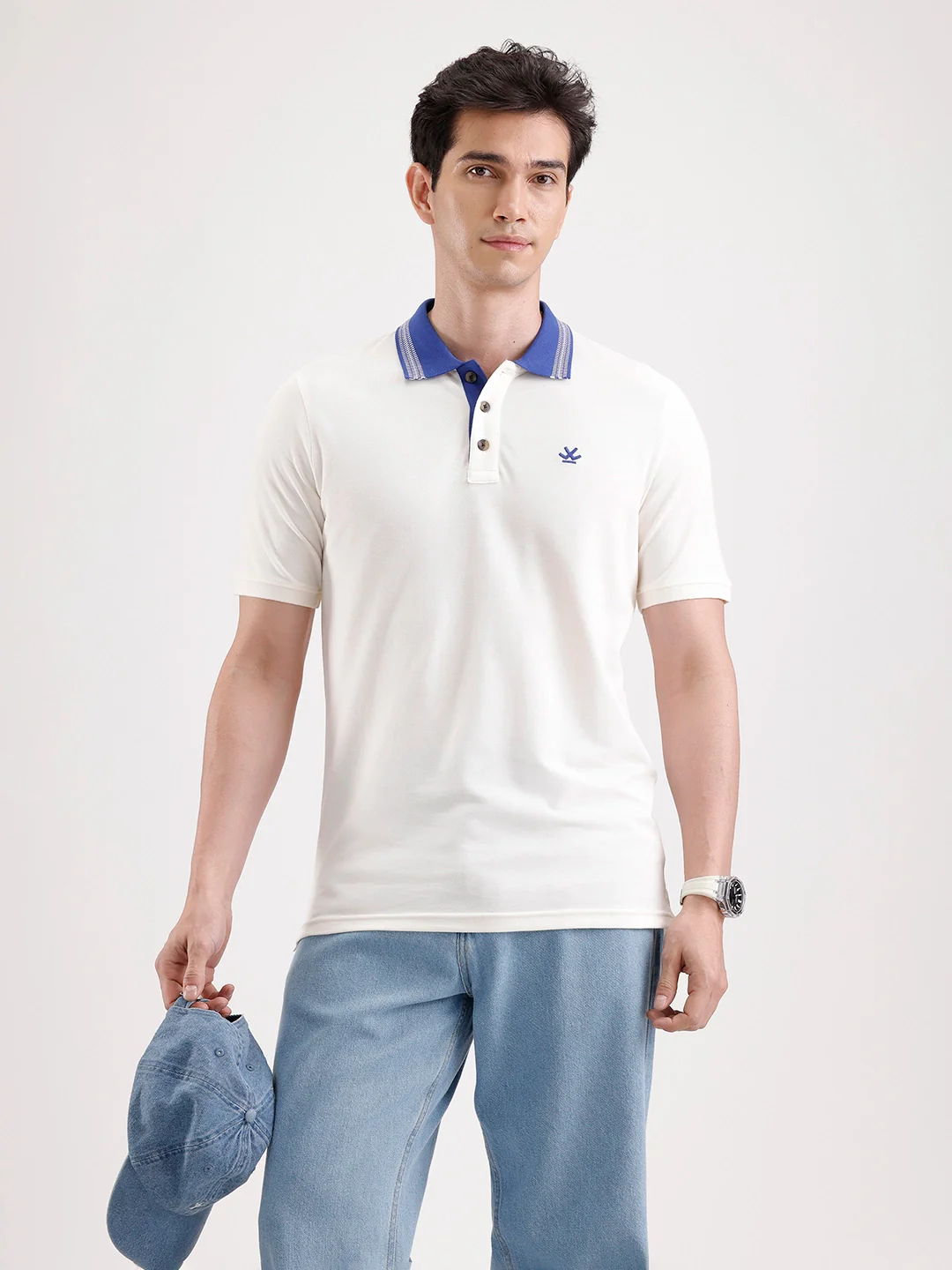 Jacquard Collar Polo T-Shirt | Off White