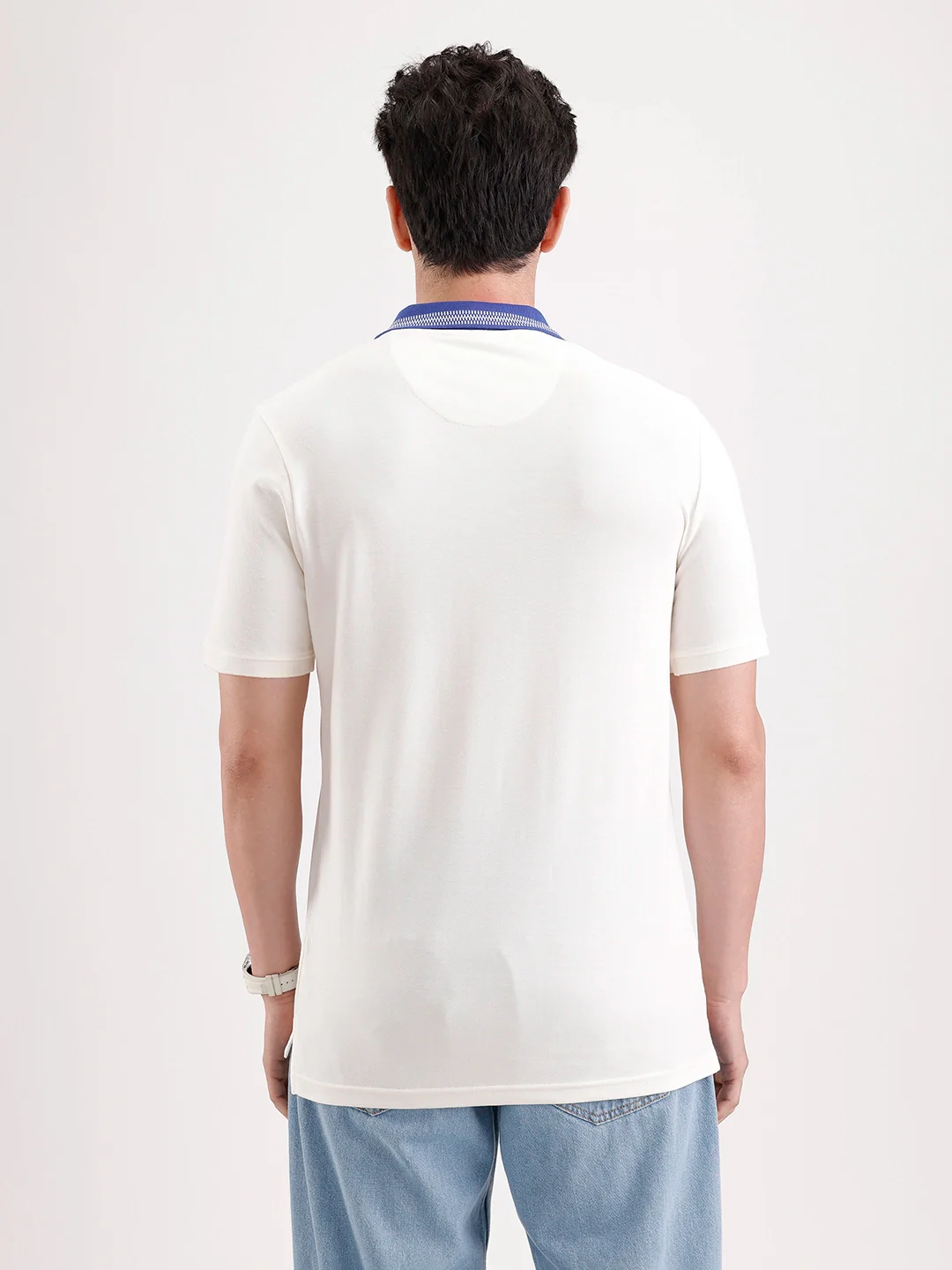 Jacquard Collar Polo T-Shirt | Off White - Image 3
