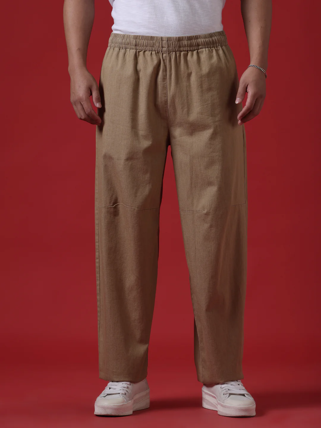 Khaki Dyed Loose Fit Trousers