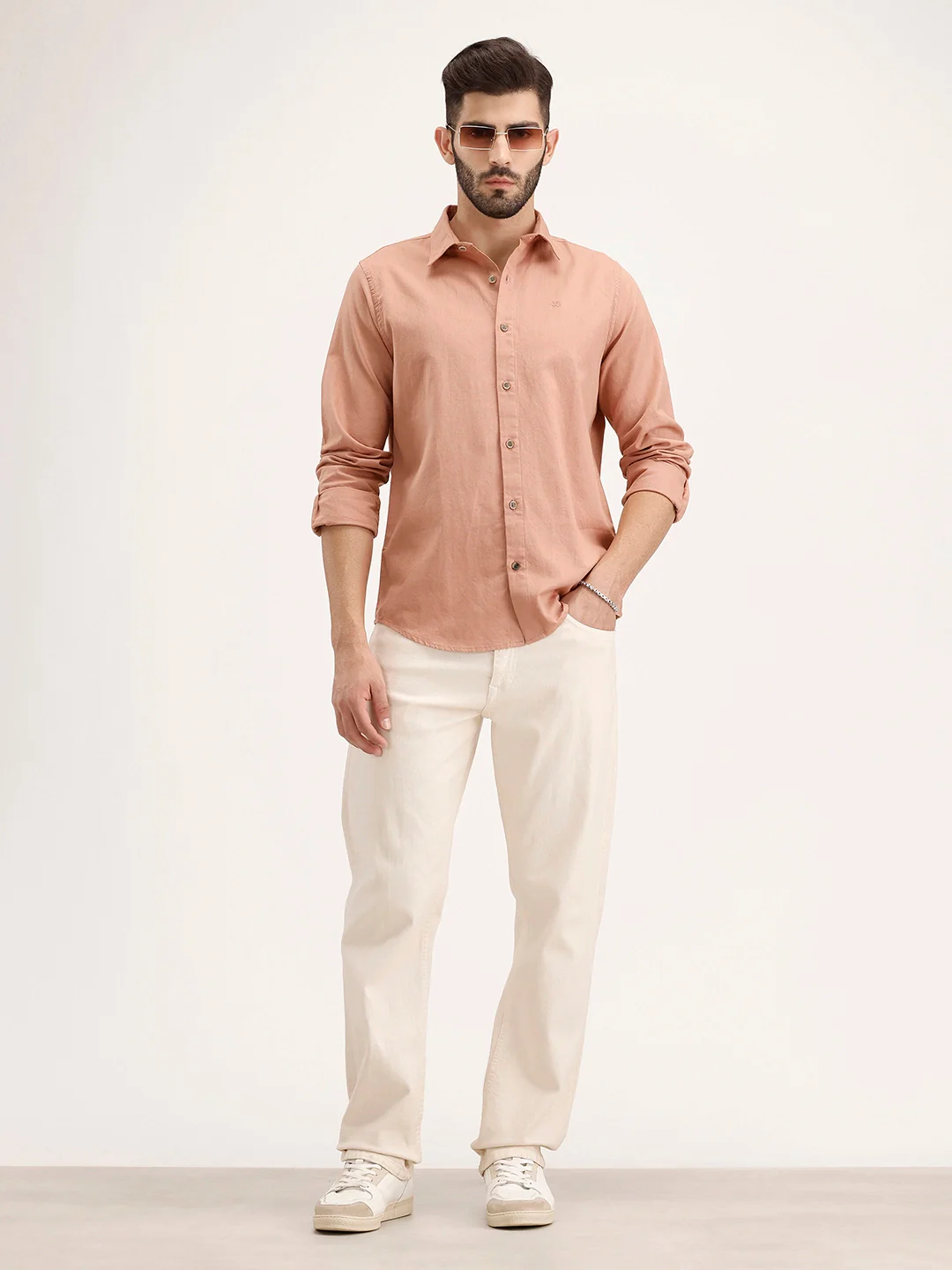 Linen Blend Premium Shirt In Slim Fit | Rust - Image 4