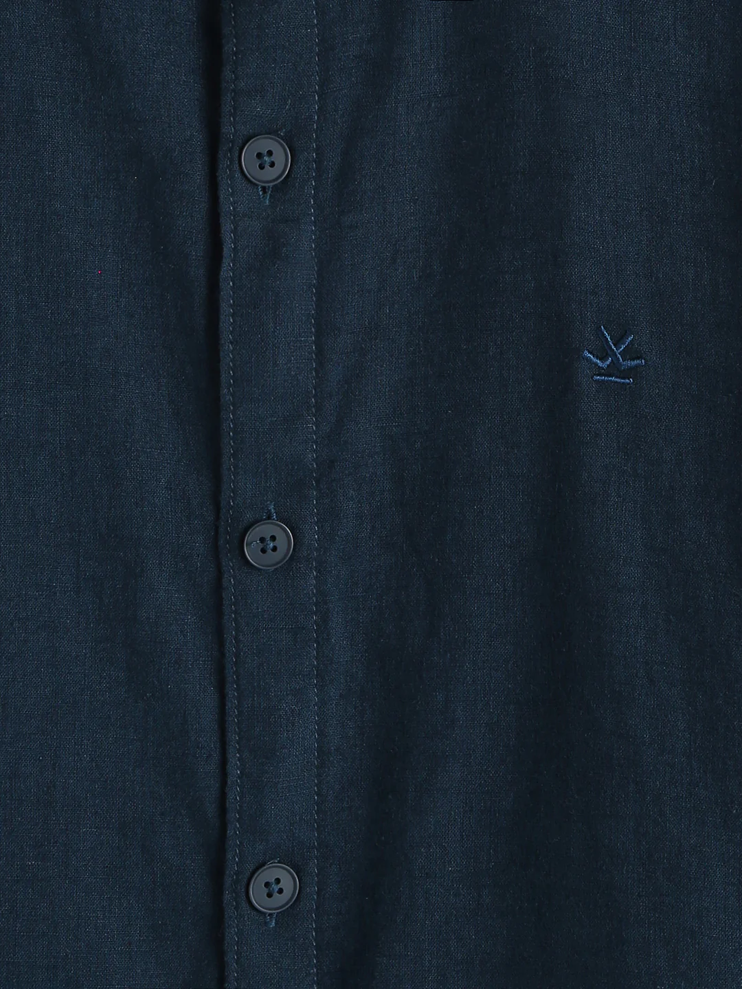 Solid Linen Blend Slim Fit Shirt | Navy Blue - Image 4