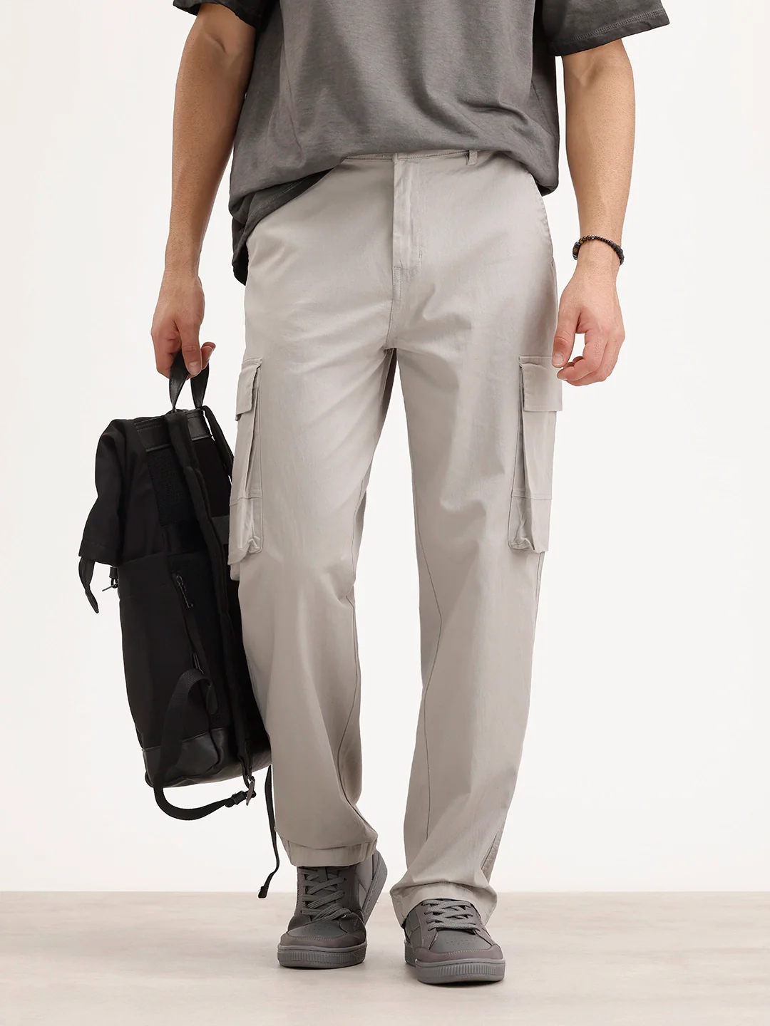 Loose Fit Cargo Trouser | Grey