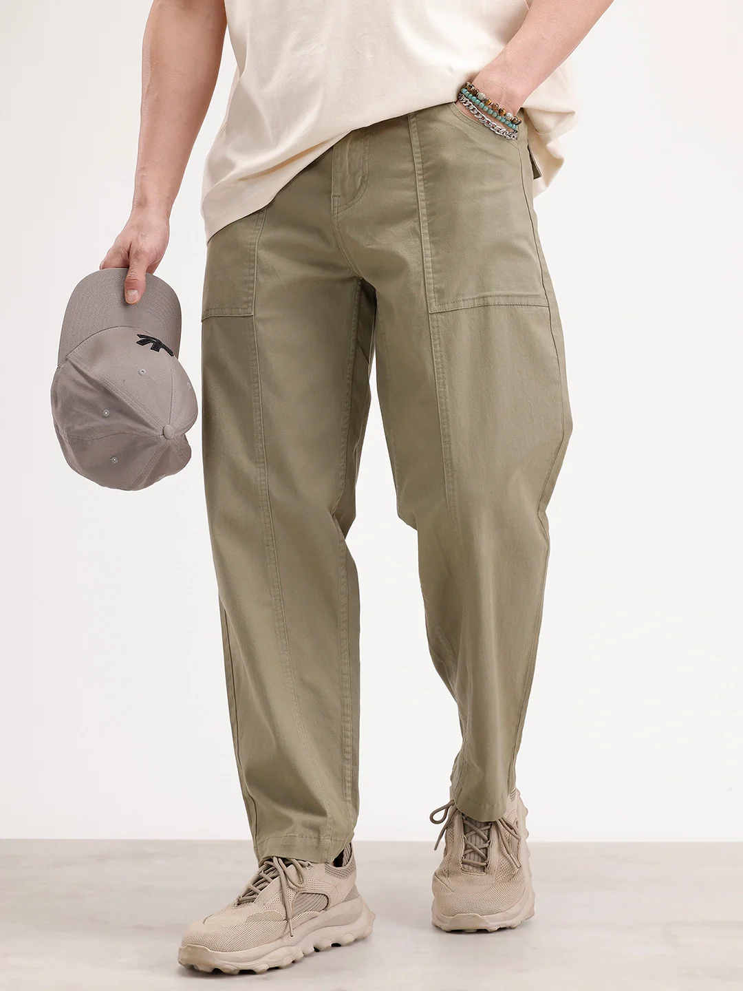 Loose Fit Cut & Sew Trouser | Olive