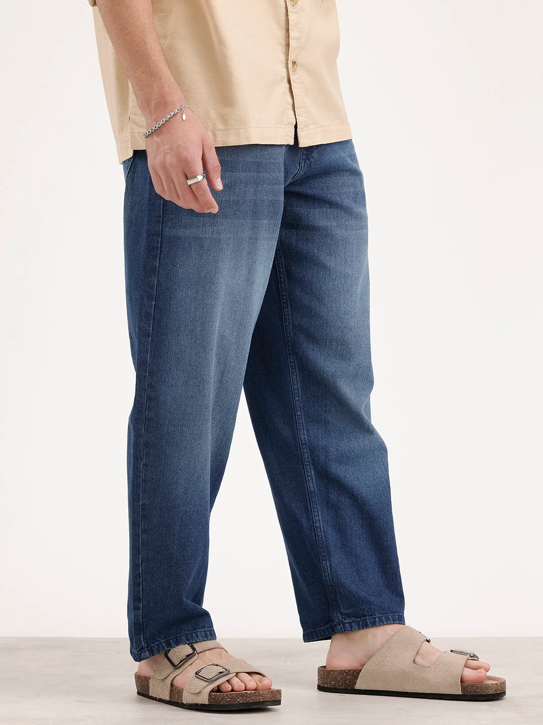 Loose Fit Faded Denim Jeans | Blue - Image 4