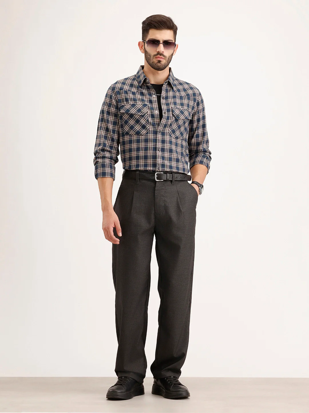 Loose Fit Pleated Trouser | Grey - Image 2
