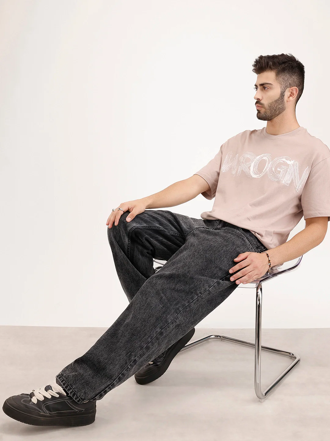 Loose Fit Washed Denim Jeans | Grey - Image 2
