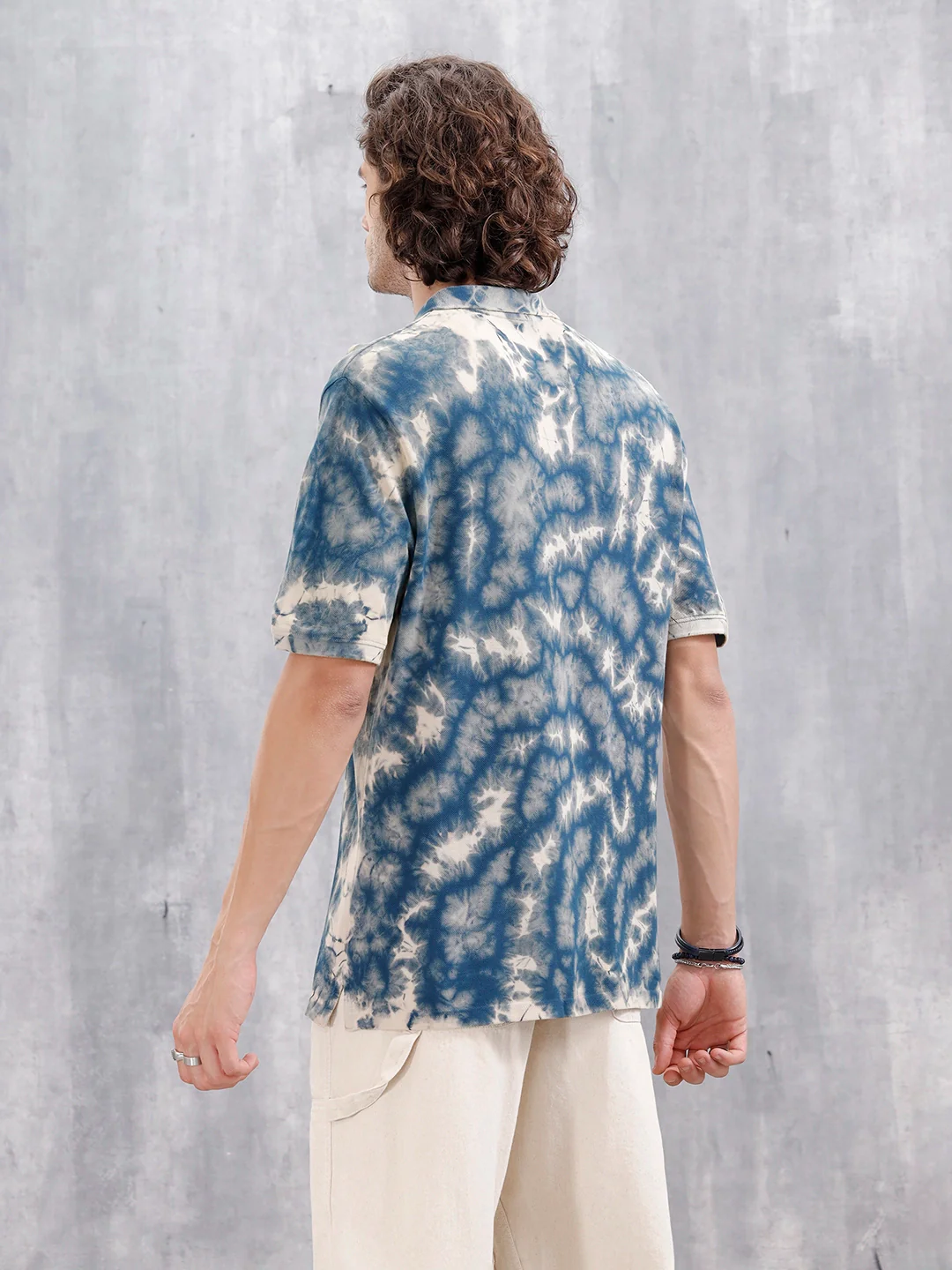 Marble Tie & Dye Comfort Fit T-Shirt | Navy Blue - Image 5