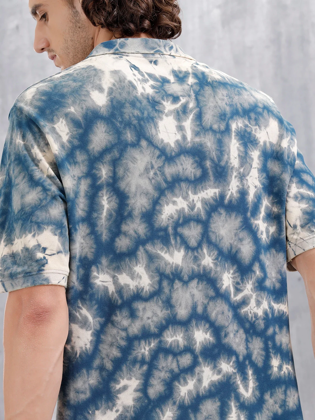 Marble Tie & Dye Comfort Fit T-Shirt | Navy Blue - Image 7