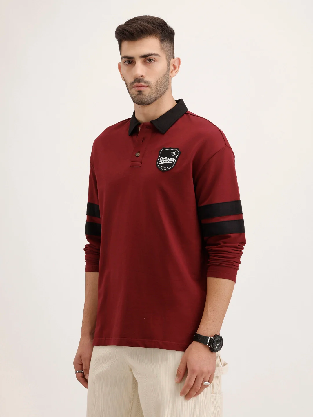 Heavy GSM Varsity Polo T-Shirt | Maroon - Image 4