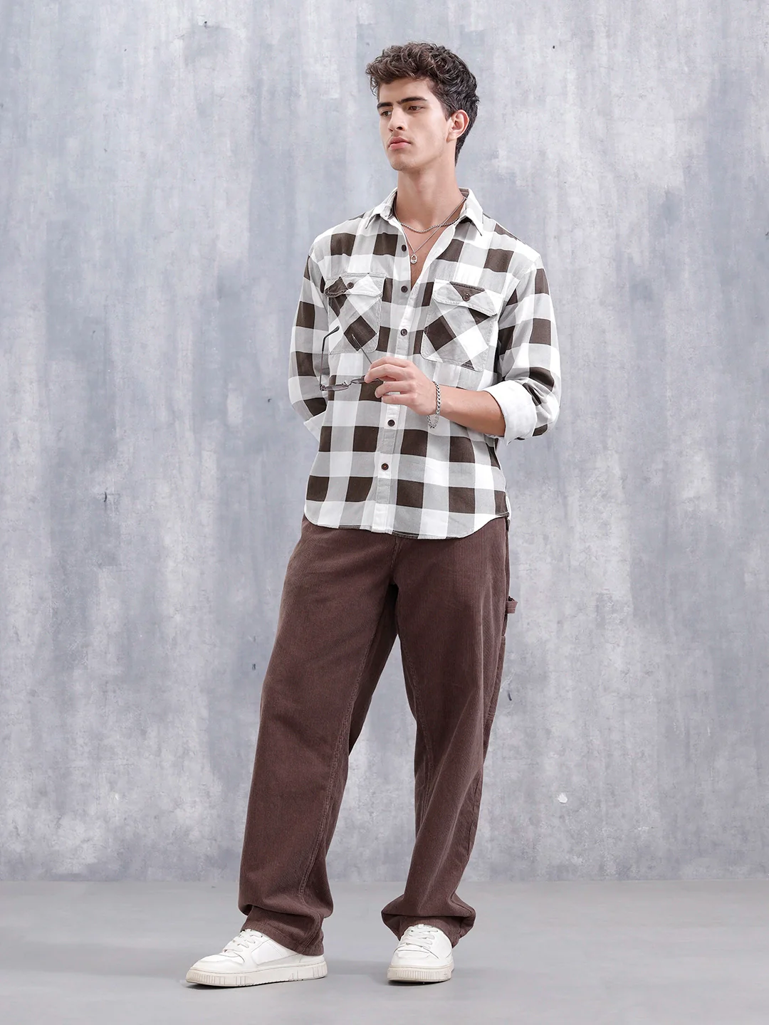 Men’ Comfort Fit Checkered Pattern Shirt | Brown - Image 2