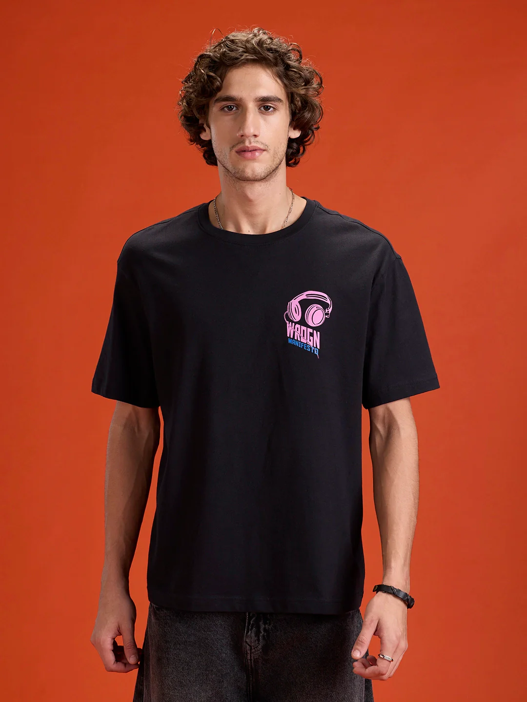 Men’s Oversized Bold Graphic Tee | Black