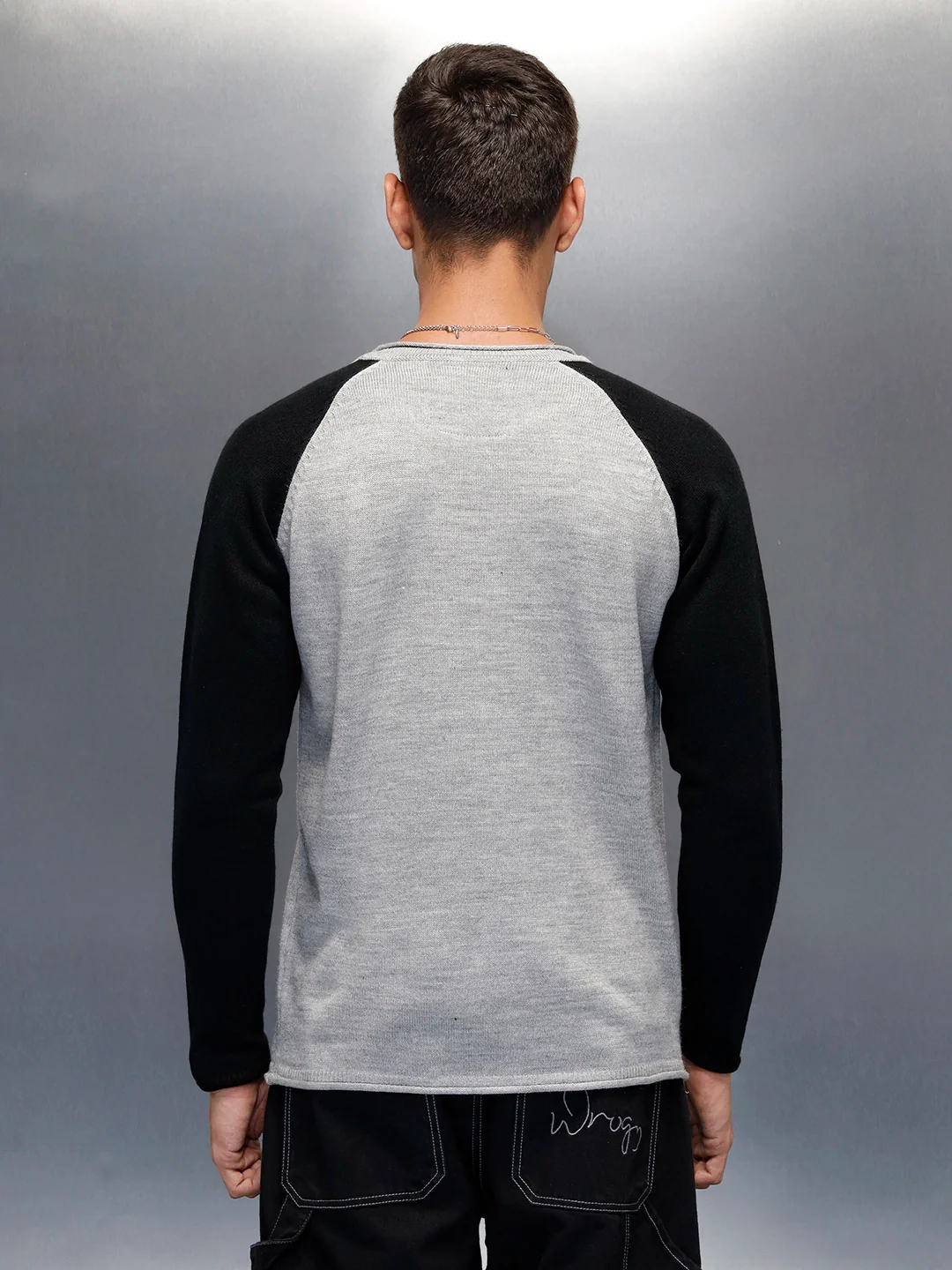 Men’s Textured Colorblock Pullover | Grey - Image 3