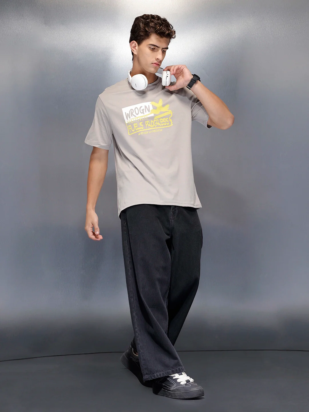 Men’sregular fit printed t-shirt | Grey - Image 2