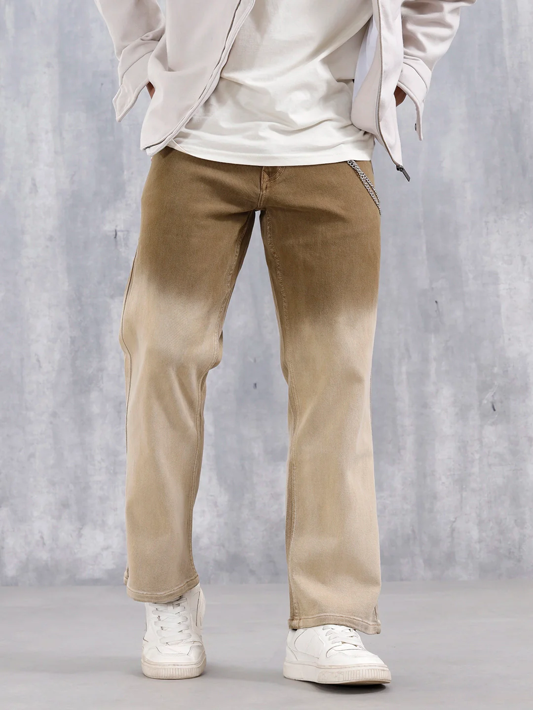 Men's Casual Bootcut Fit Ombre Jeans | Khaki