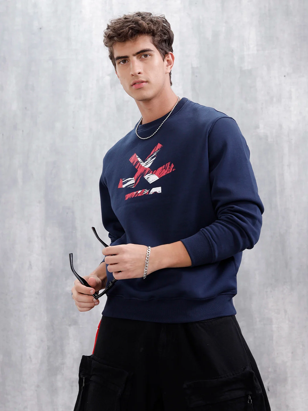 Men's Casual Branded Comfort Fit Sweatshirt | Navy Blue