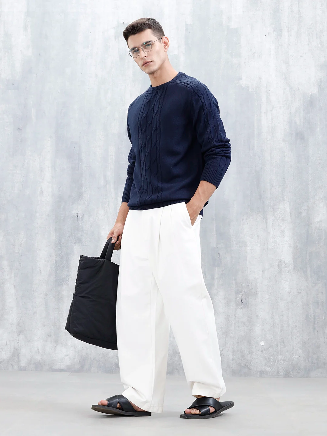 Men's Casual Cabel Knit Sweater | Black - Image 2