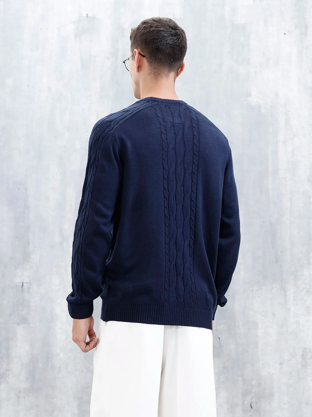 Men's Casual Cabel Knit Sweater | Black - Image 3