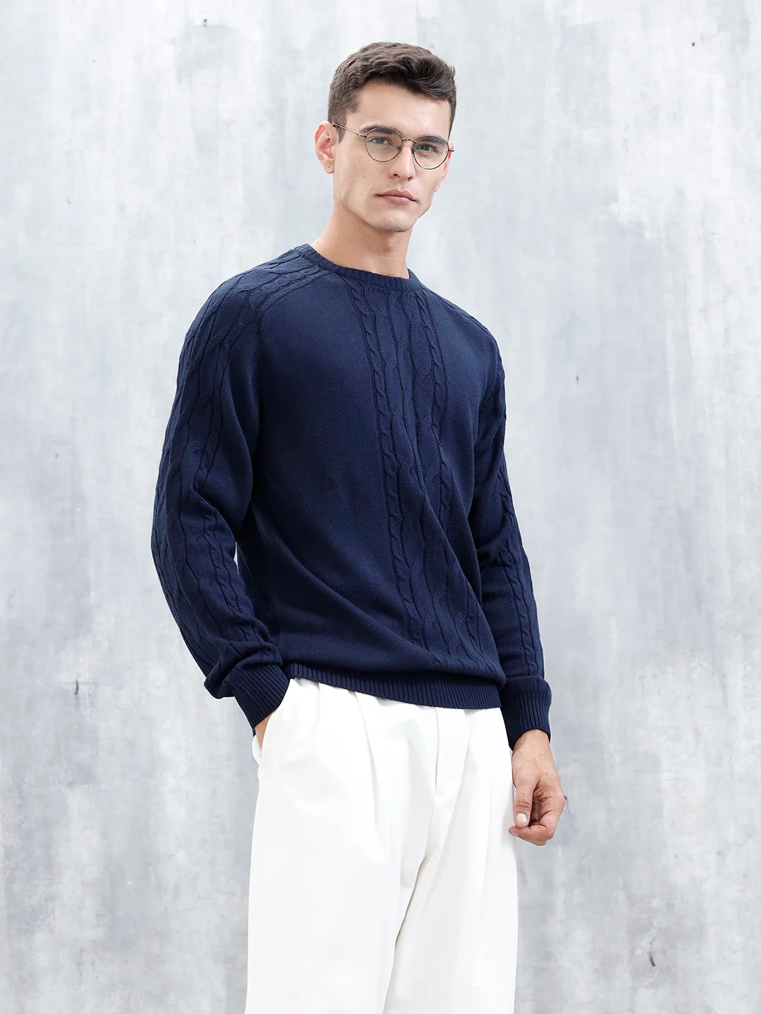 Men's Casual Cabel Knit Sweater | Black - Image 4