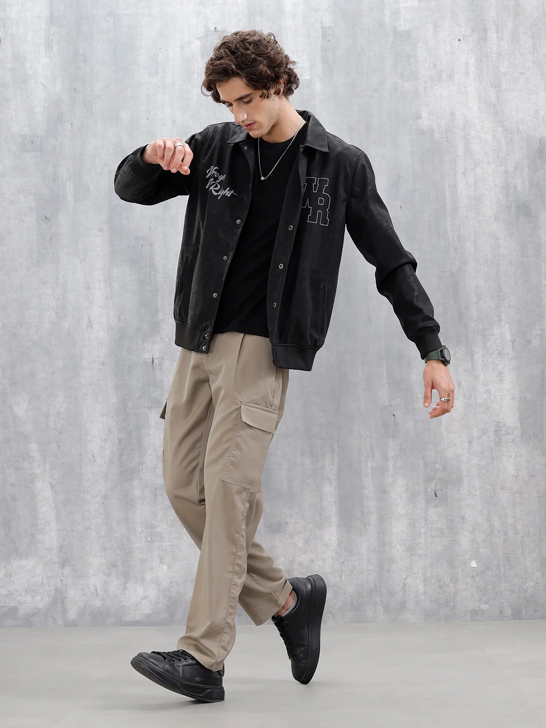 Men's Casual Loose Fit Cargo Trousers | Olive - Image 2
