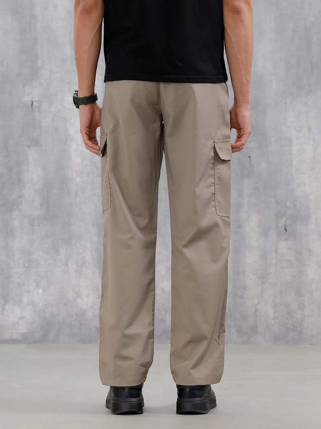 Men's Casual Loose Fit Cargo Trousers | Olive - Image 3