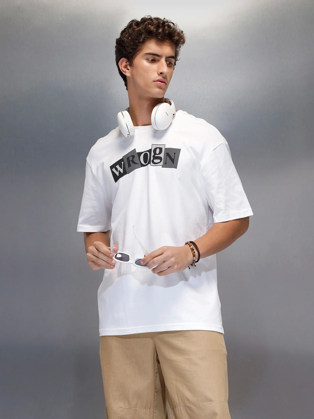 Men's casual oversize graphic t-shirt | White
