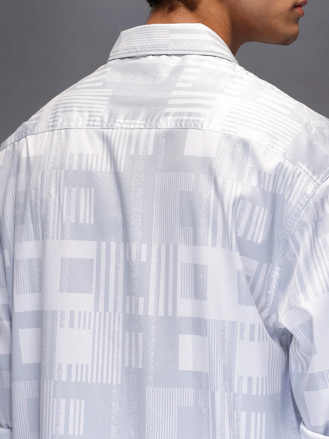 Men's Casual Oversized Abstract Printed Shirt | Grey - Image 5