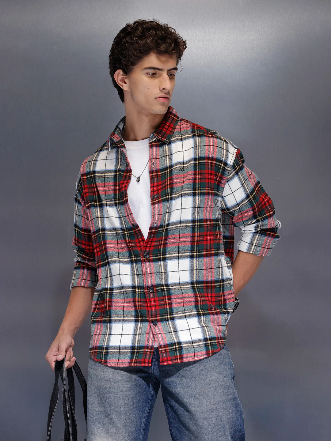 Men's Casual Oversized Checkered Shirt | Red
