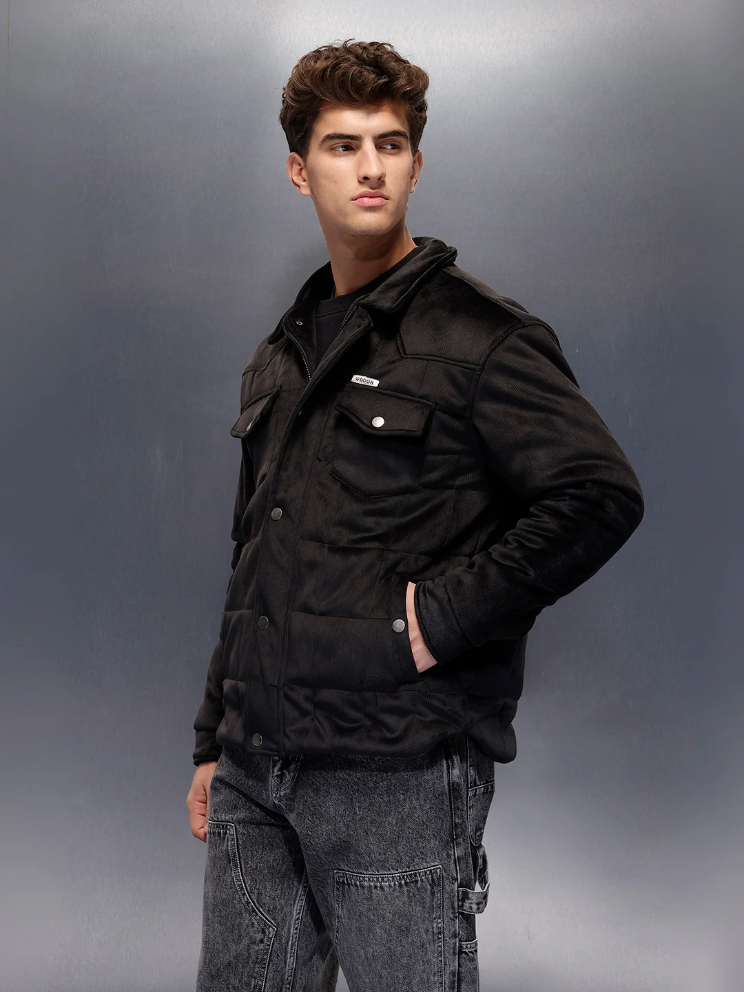 Men's Casual Oversized Jacket | Black - Image 3