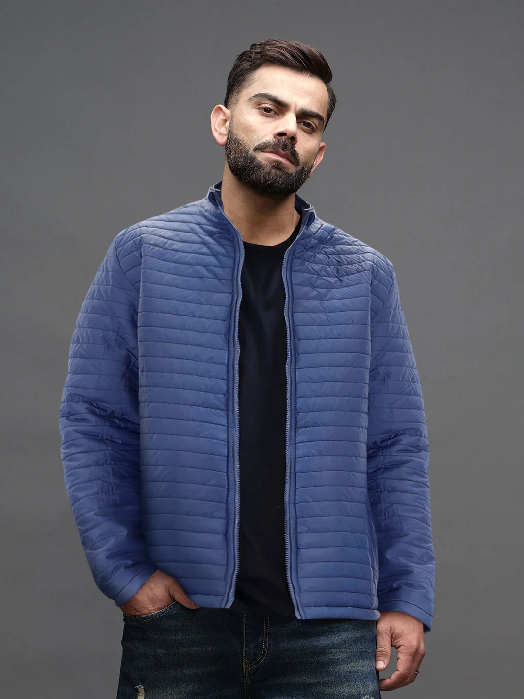 Men's Casual Regualr Fit Puffer Jacket | Navy Blue