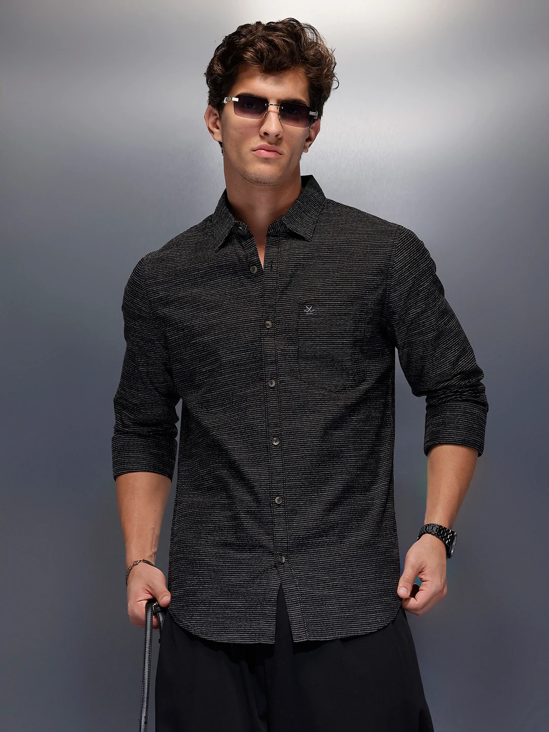 Men's Casual Regular Fit Shirt | Black
