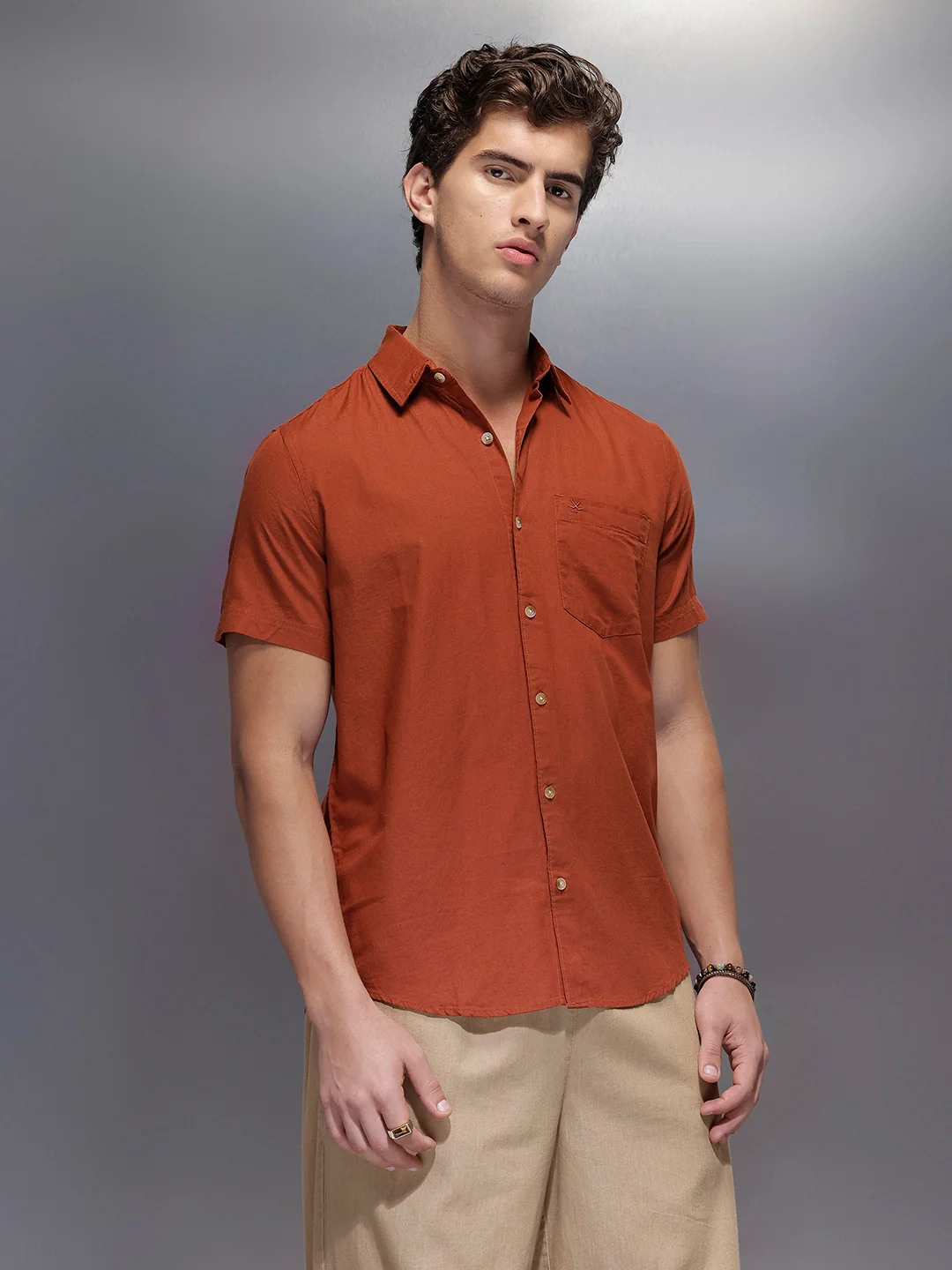Men's Casual Regular Fit Shirt | Brown - Image 4