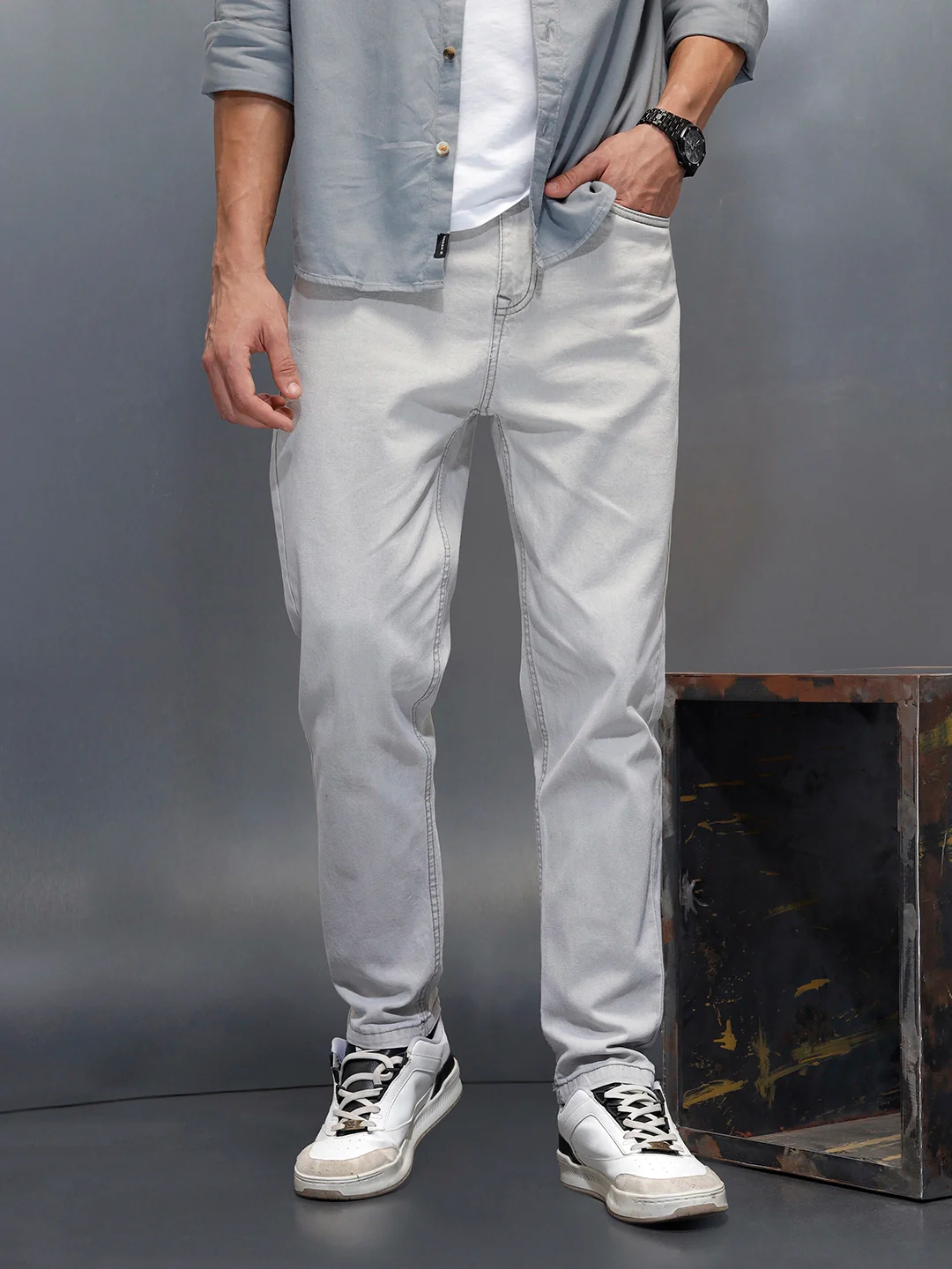 Men's casual slim ankle fit jeans | Grey