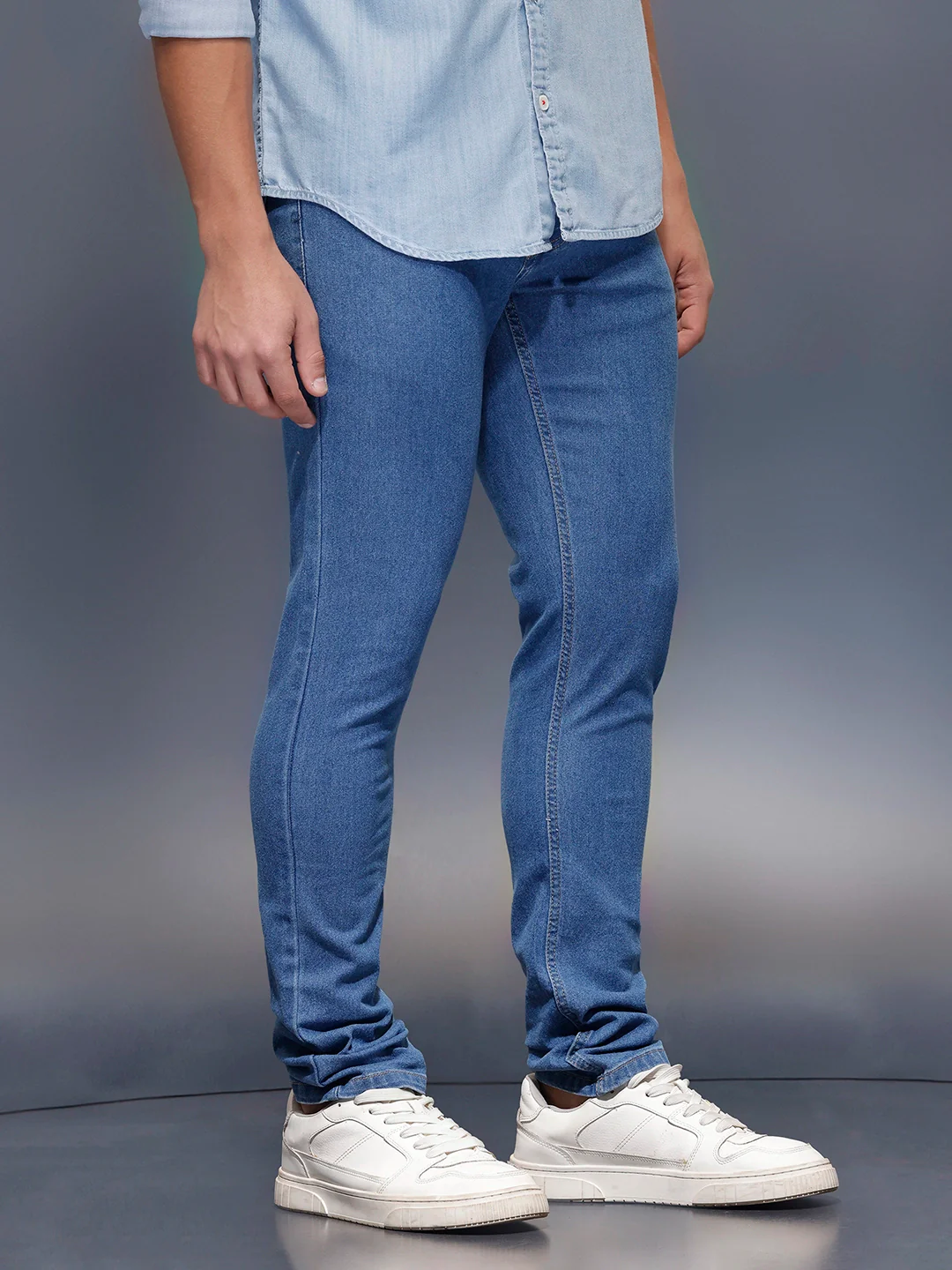 Men's Casual Slim Fit Jeans | Blue - Image 4