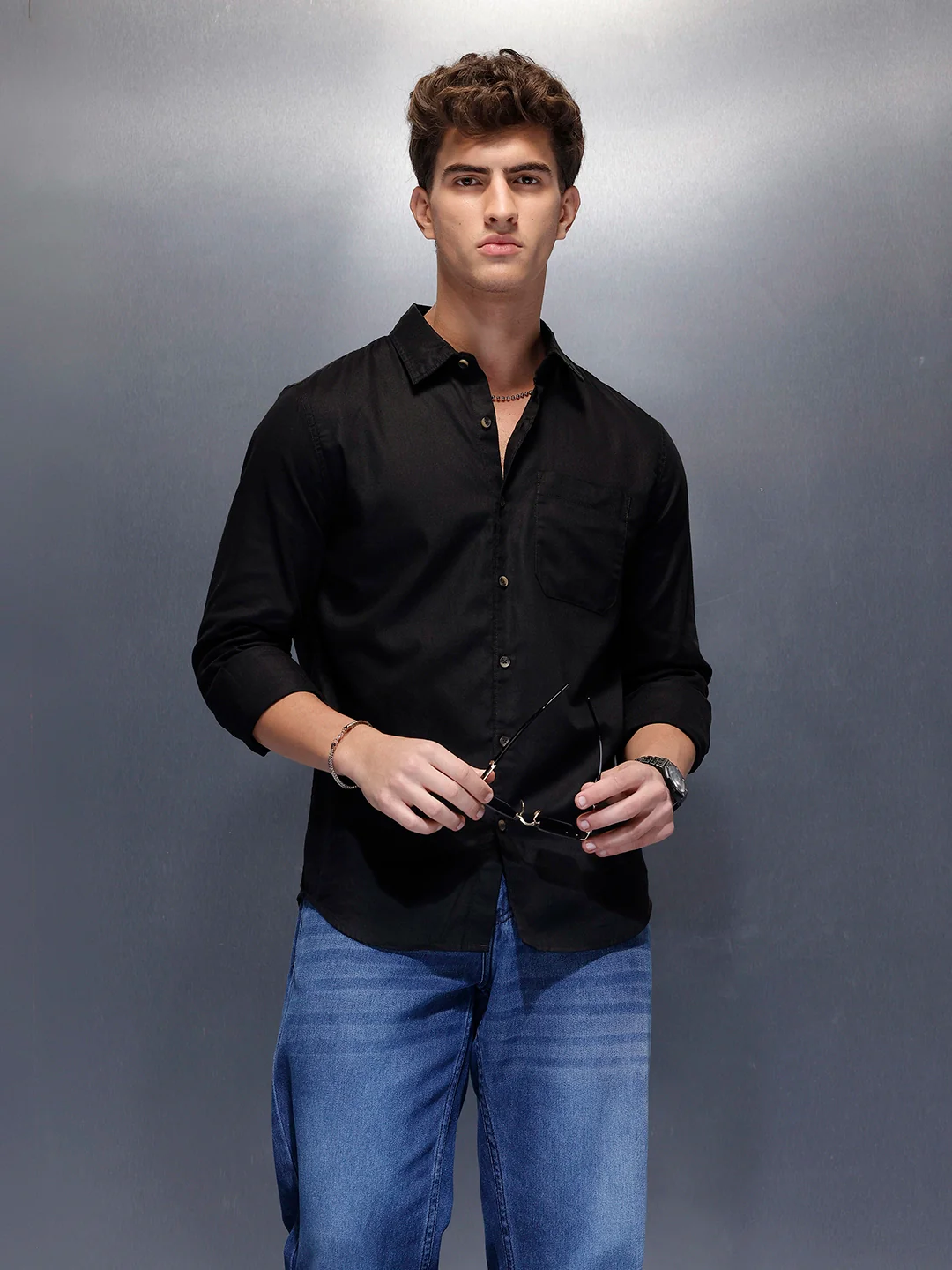 Men's Casual Slim Fit Shirt | Black