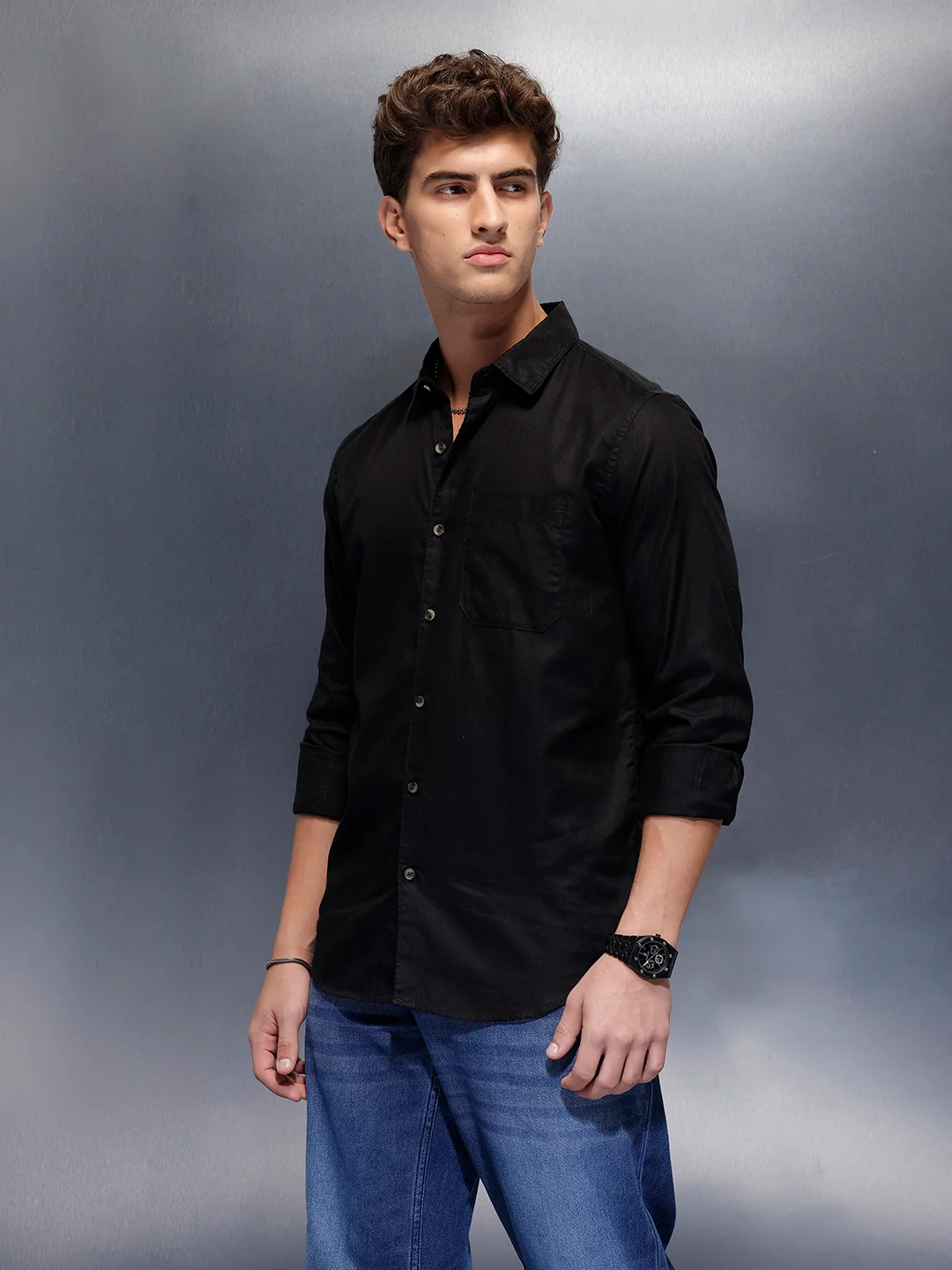 Men's Casual Slim Fit Shirt | Black - Image 4
